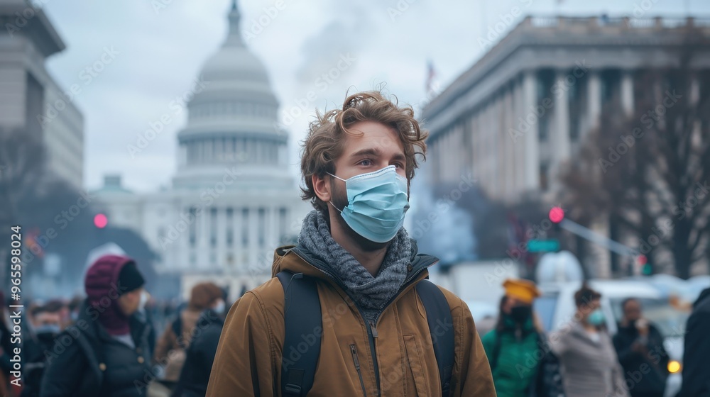 A climate advocate stands firm amidst the crowd, expressing hope for change in legislation during a rally for environmental justice. A climate advocate stands firm amidst the crowd, expressing hope for change in legislation during a rally for environmental justice.
