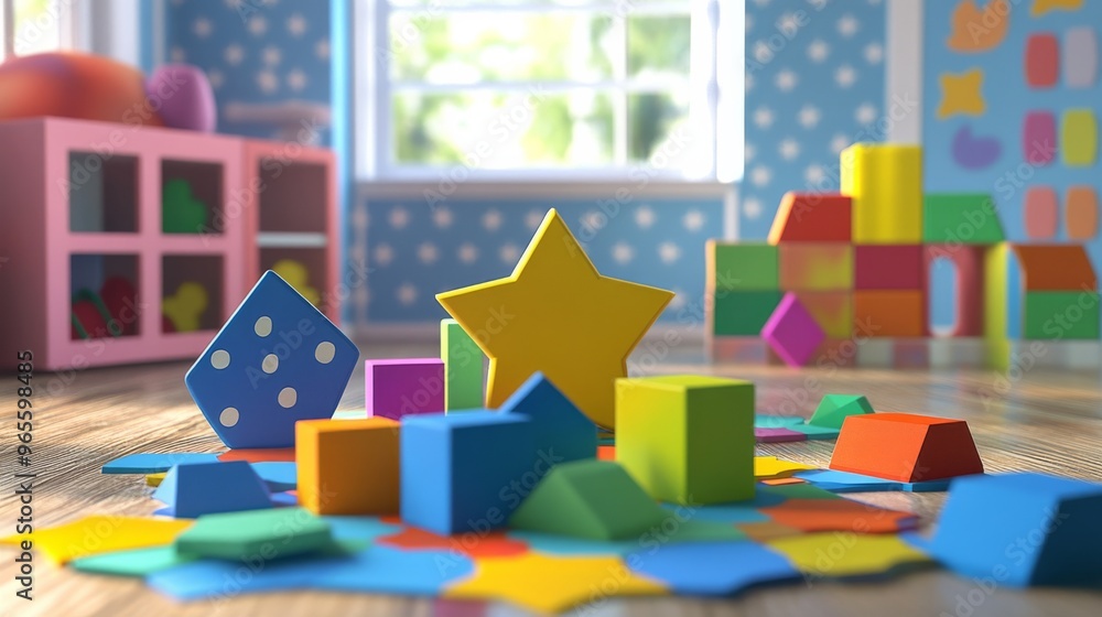 Fototapeta premium Colorful Blocks for Kids Playroom.