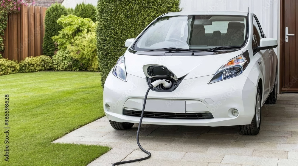 A family vehicle is charging in an urban environment, showcasing eco-friendly features with a detailed focus and a blurred background, highlighting sustainability. A family vehicle is charging in an urban environment, showcasing eco-friendly features with a detailed focus and a blurred background, highlighting sustainability.