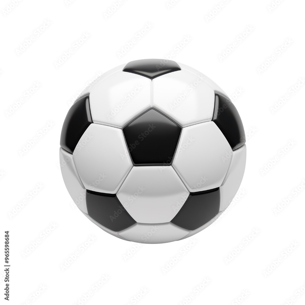 Obraz premium A classic black and white soccer ball, commonly used in games and sports activities, showcasing its recognizable pentagon and hexagon design