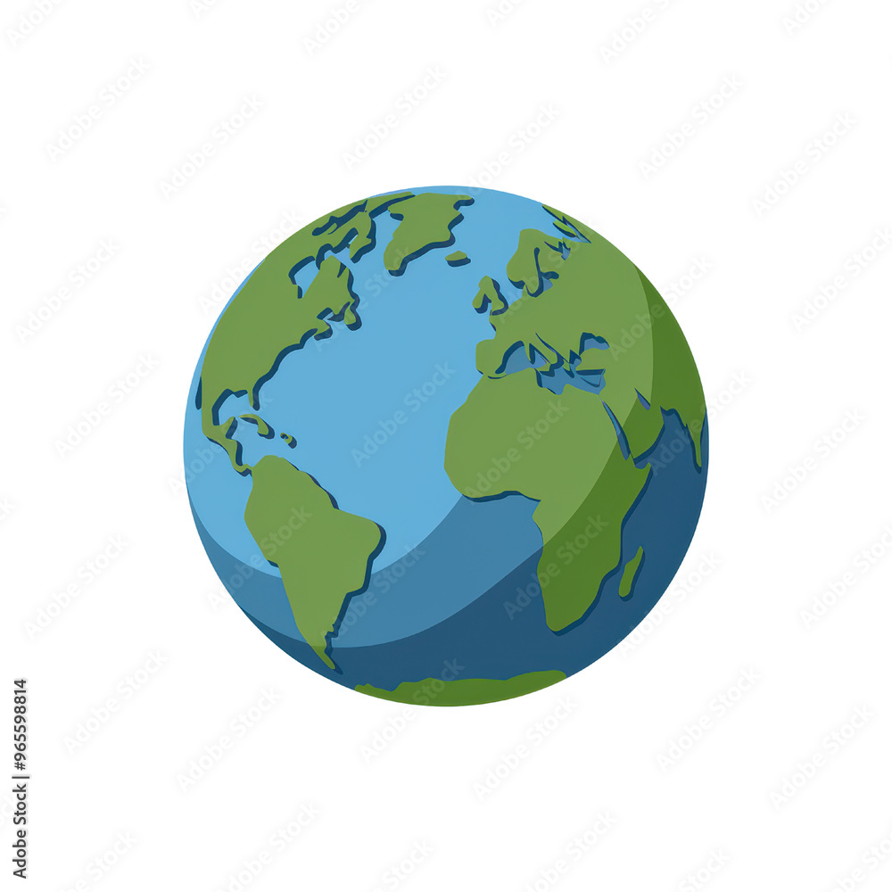 A stylized depiction of Earth, featuring landmasses in green and oceans in blue, illustrating the planet's surface in a simplified, modern design A stylized depiction of Earth, featuring landmasses in green and oceans in blue, illustrating the planet's surface in a simplified, modern design