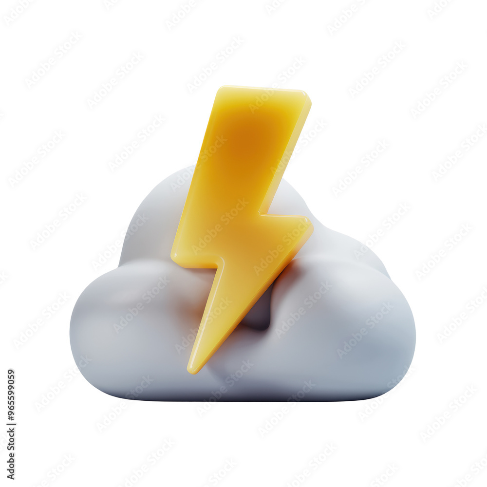 A stylized yellow lightning bolt emerging from a gray cloud, symbolizing energy and weather phenomena A stylized yellow lightning bolt emerging from a gray cloud, symbolizing energy and weather phenomena