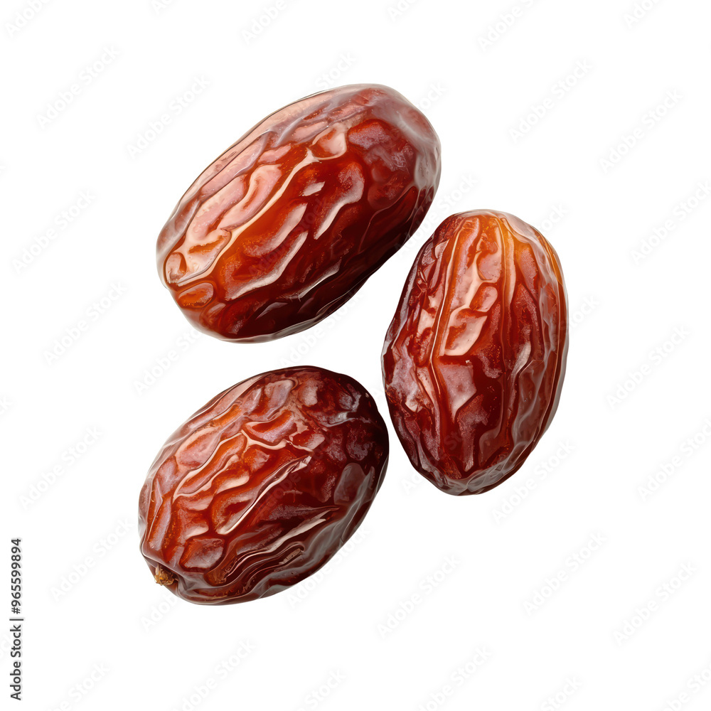 Close-Up of Three Fresh Dates Isolated on Background Highlighting Texture and Detail Close-Up of Three Fresh Dates Isolated on Background Highlighting Texture and Detail