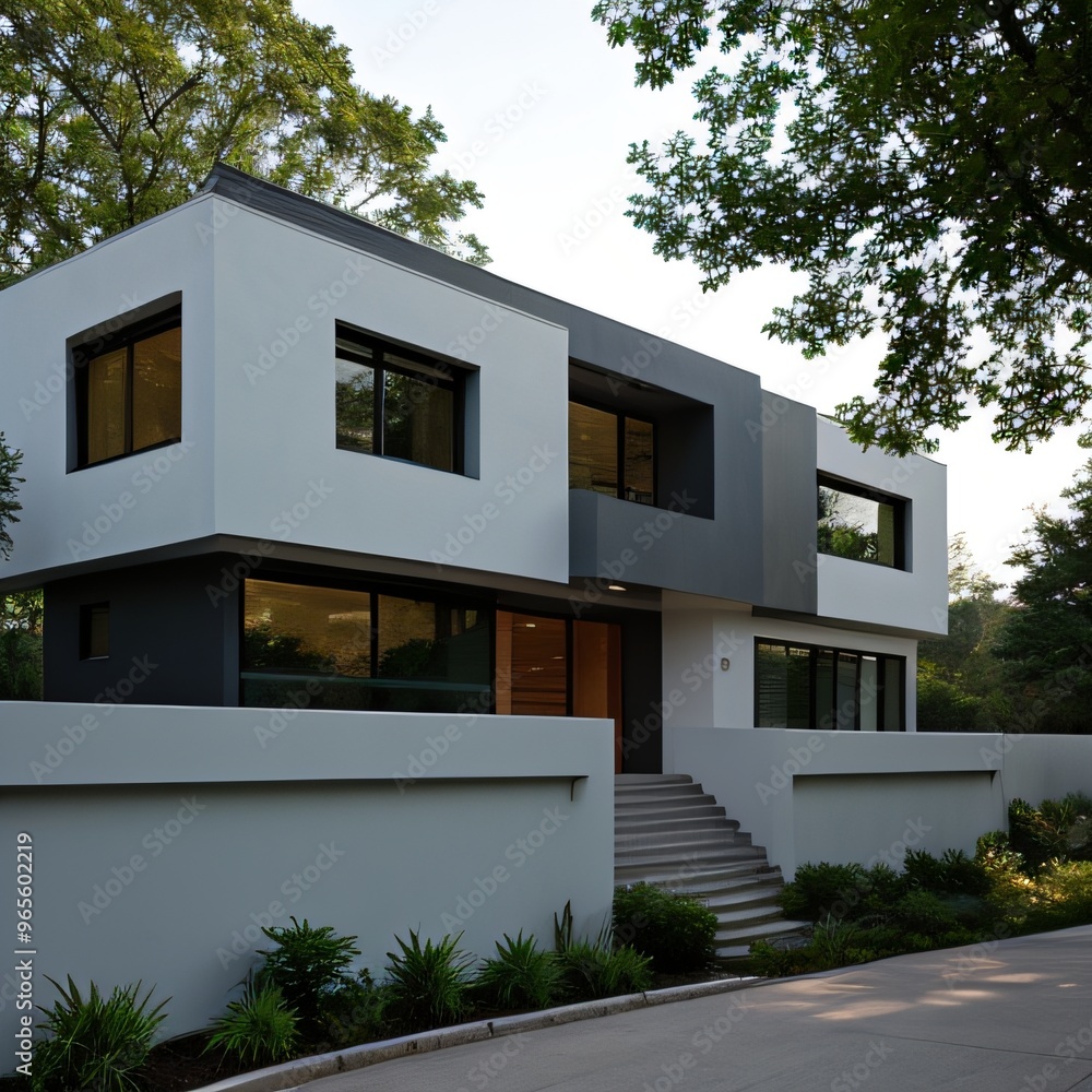 Modern luxury house with a well-manicured lawn.. Modern luxury house with a well-manicured lawn..