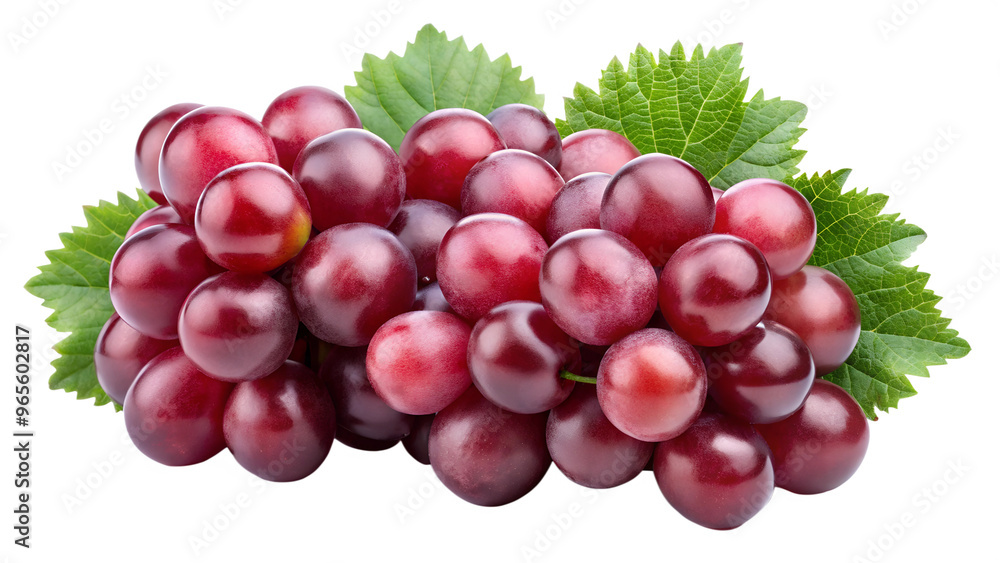Fototapeta premium Clusters of red grapes isolated on a transparent background PNG