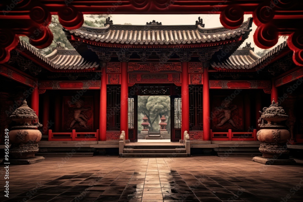 Fototapeta premium Chinese shrine architecture building temple.