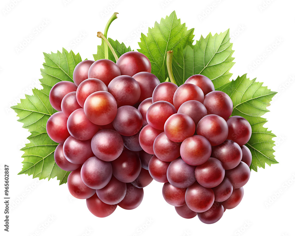 Fototapeta premium Clusters of red grapes isolated on a transparent background PNG
