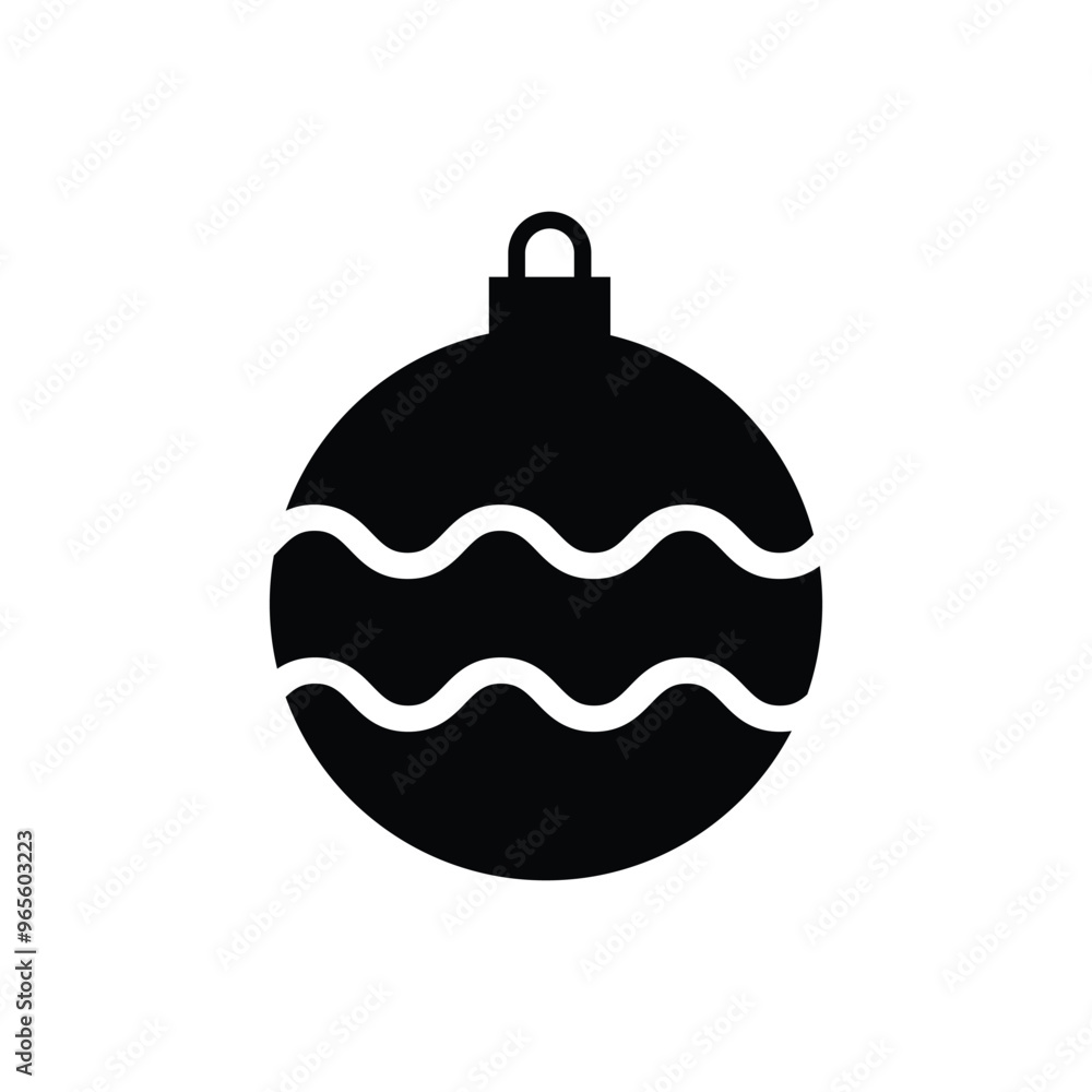 Christmas ball black and white flat vector icon design. Christmas ball symbol and clip art Christmas ball black and white flat vector icon design. Christmas ball symbol and clip art