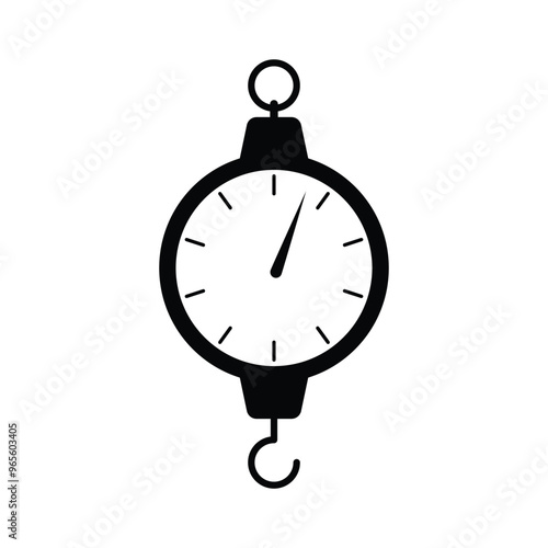Spring scale black and white flat vector icon design. Spring scale symbol and clip art design