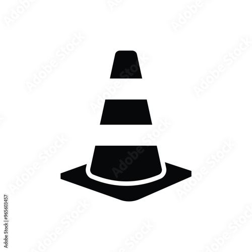 Traffic cone black and white flat vector icon design. Traffic symbol design and clip art