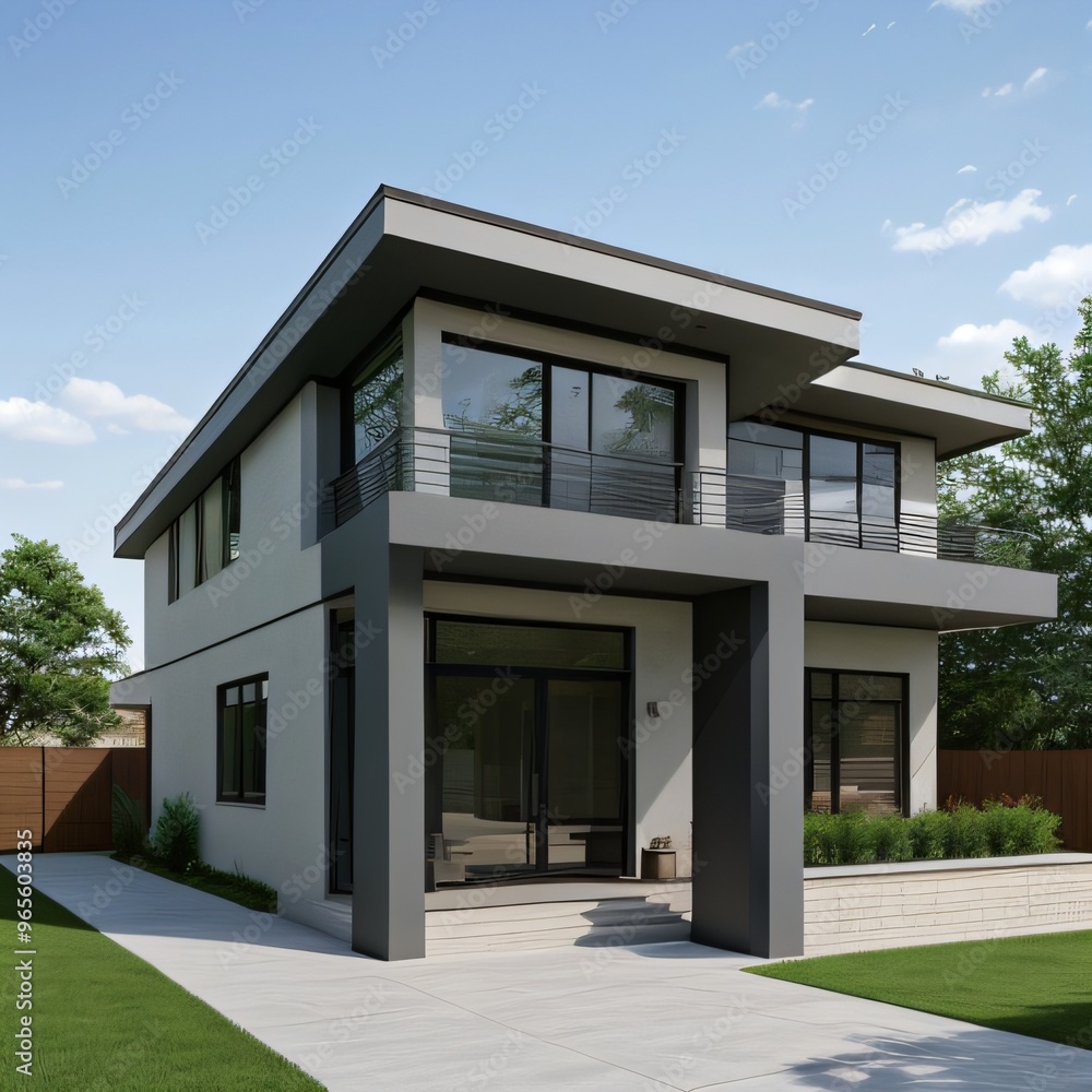 Modern luxury house with a well-manicured lawn.. Modern luxury house with a well-manicured lawn..