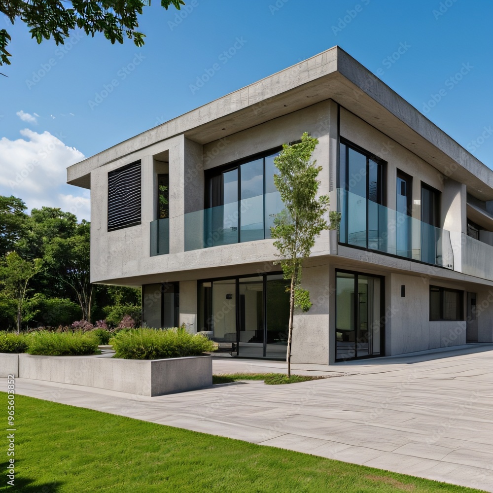 Modern luxury house with a well-manicured lawn.. Modern luxury house with a well-manicured lawn..