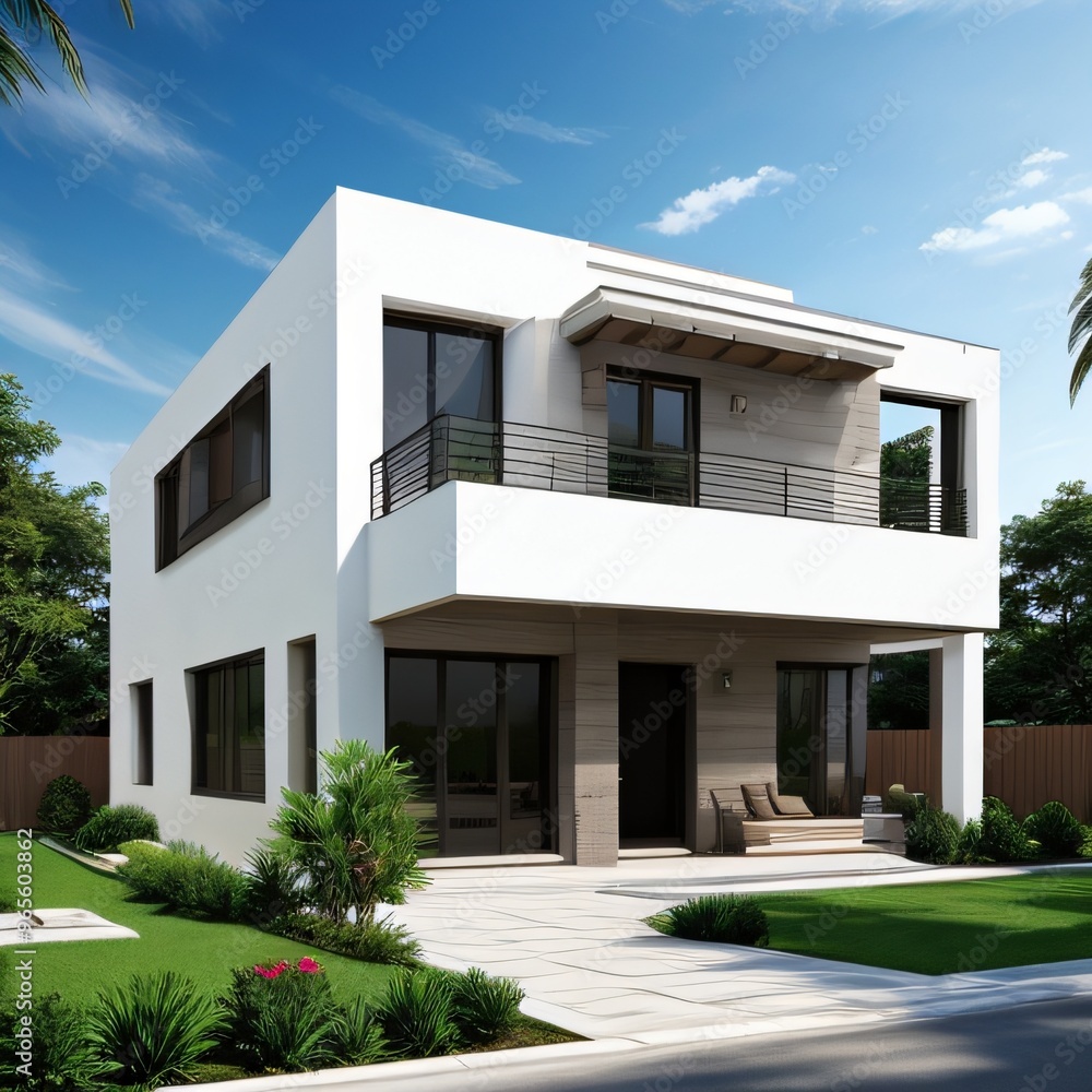 Modern luxury house with a well-manicured lawn.. Modern luxury house with a well-manicured lawn..