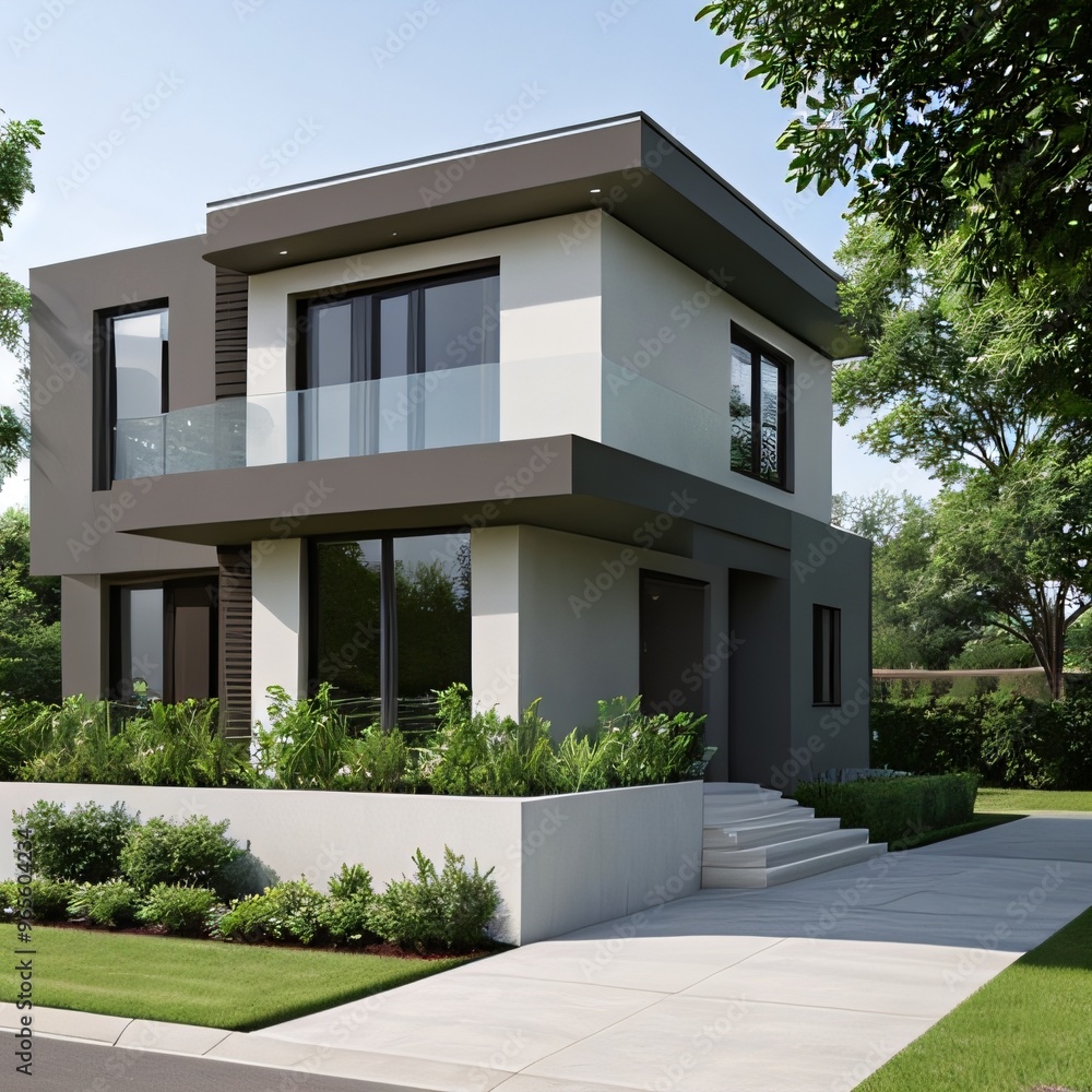 Modern luxury house with a well-manicured lawn.. Modern luxury house with a well-manicured lawn..