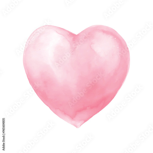 Hand-painted watercolor pink heart isolated on white background