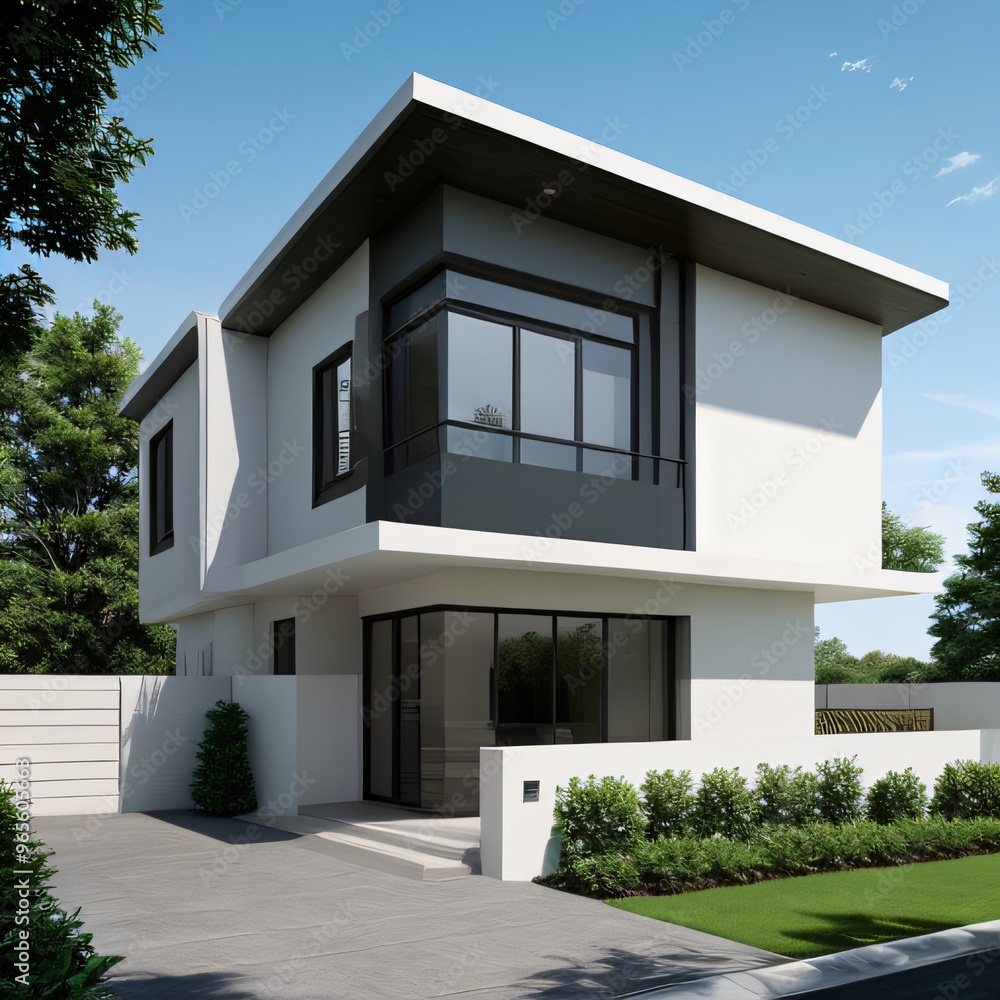 Modern luxury house with a well-manicured lawn.. Modern luxury house with a well-manicured lawn..