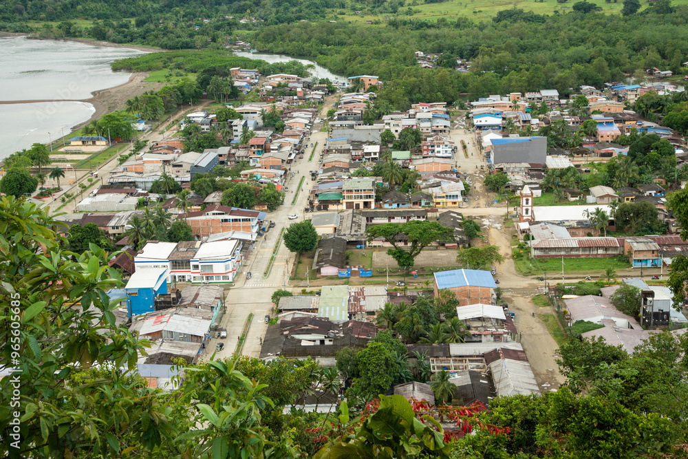 Obraz premium Bahía Solano is a municipality belonging to the department of Chocó, located in the northwest of Colombia, Beautiful view of the beach on the coast of the Pacific Ocean in the region of Chocó.