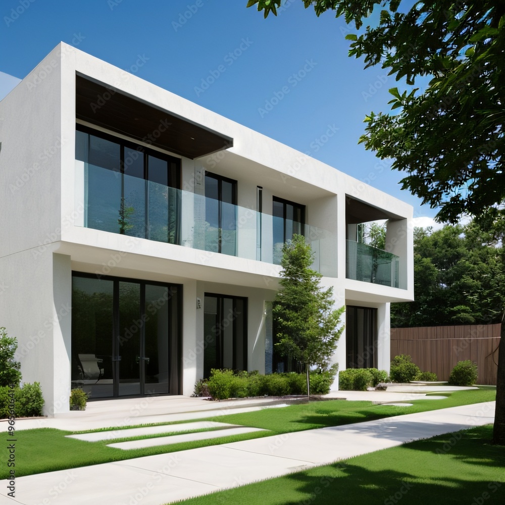 Modern luxury house with a well-manicured lawn.. Modern luxury house with a well-manicured lawn..