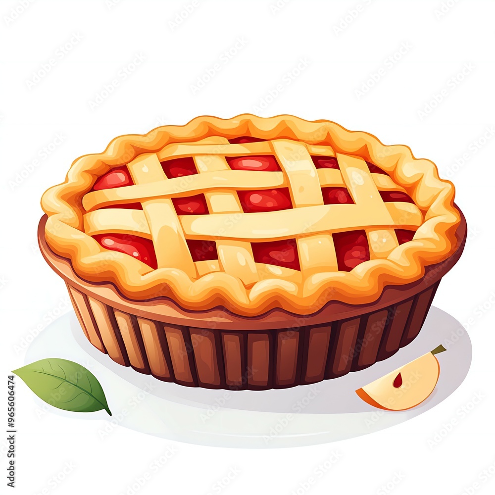 Crispy freshly baked classic apple pie with a golden crust isolated on white in flat vector style new beautiful stock image illustration AI Crispy freshly baked classic apple pie with a golden crust isolated on white in flat vector style new beautiful stock image illustration AI