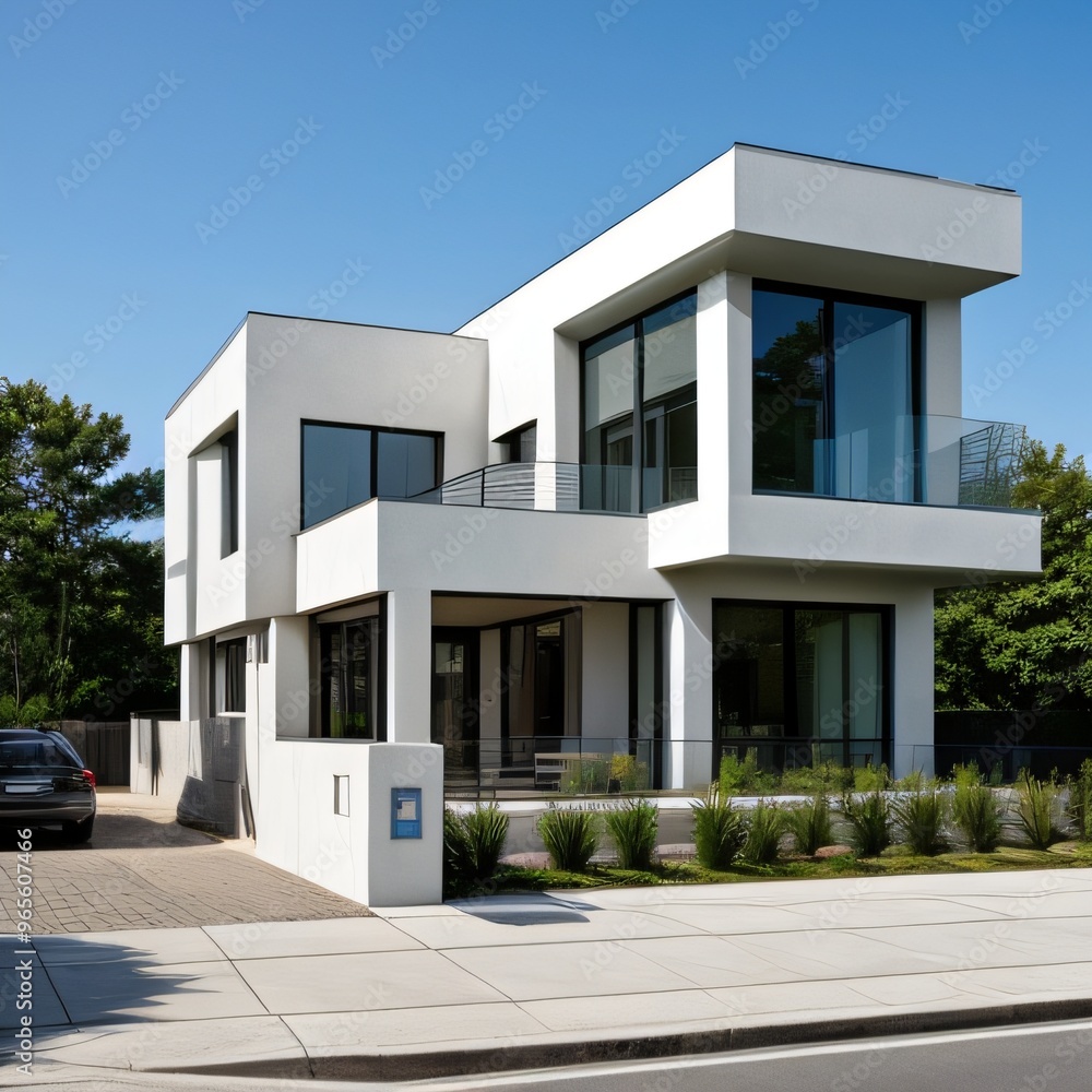 Modern luxury house with a well-manicured lawn.. Modern luxury house with a well-manicured lawn..