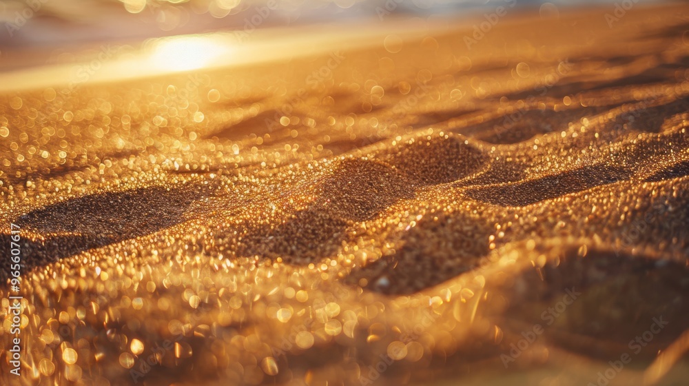 Sandy beach with golden grains and warm sunlight Sandy beach with golden grains and warm sunlight