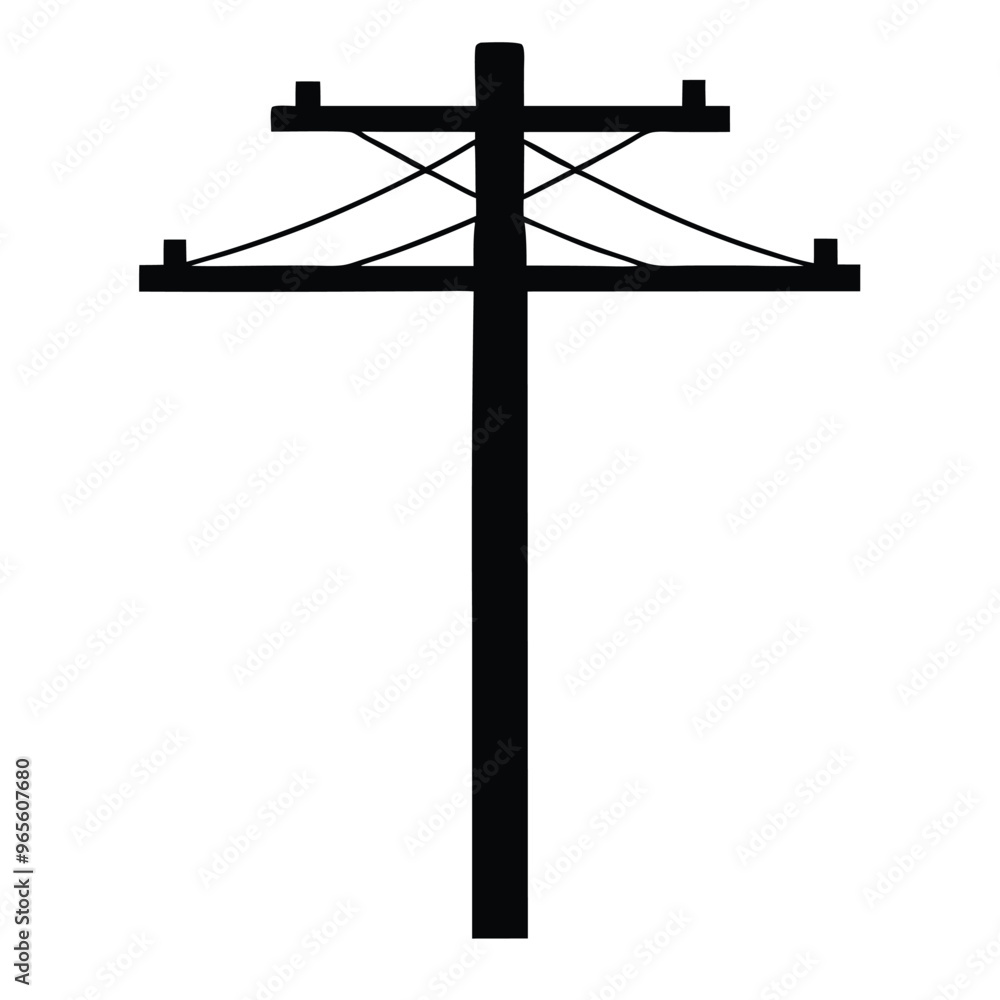 a Electric pole. Power lines, vector illustration, Black color silhouette white background a Electric pole. Power lines, vector illustration, Black color silhouette white background
