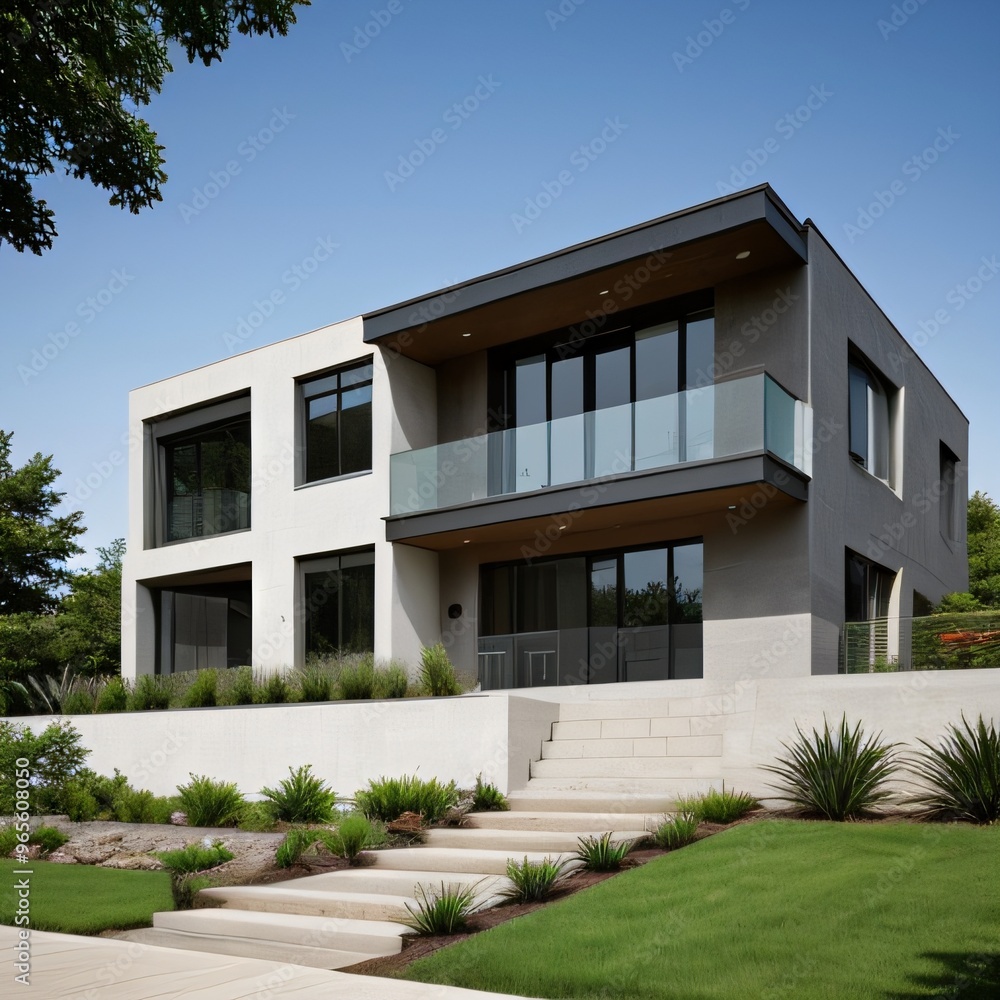 Modern luxury house with a well-manicured lawn.. Modern luxury house with a well-manicured lawn..