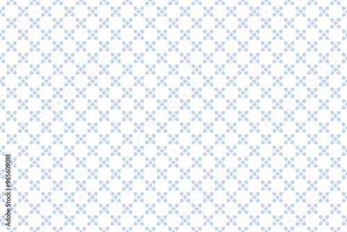 Abstract Seamless Diagonal Outline Geometric Checked Light Blue Pattern. White Textured Background. 