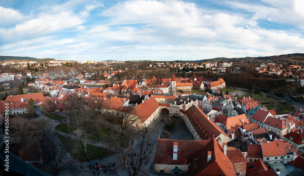 Obraz premium Cesky Krumlov, historical city in Czech Republic, top view