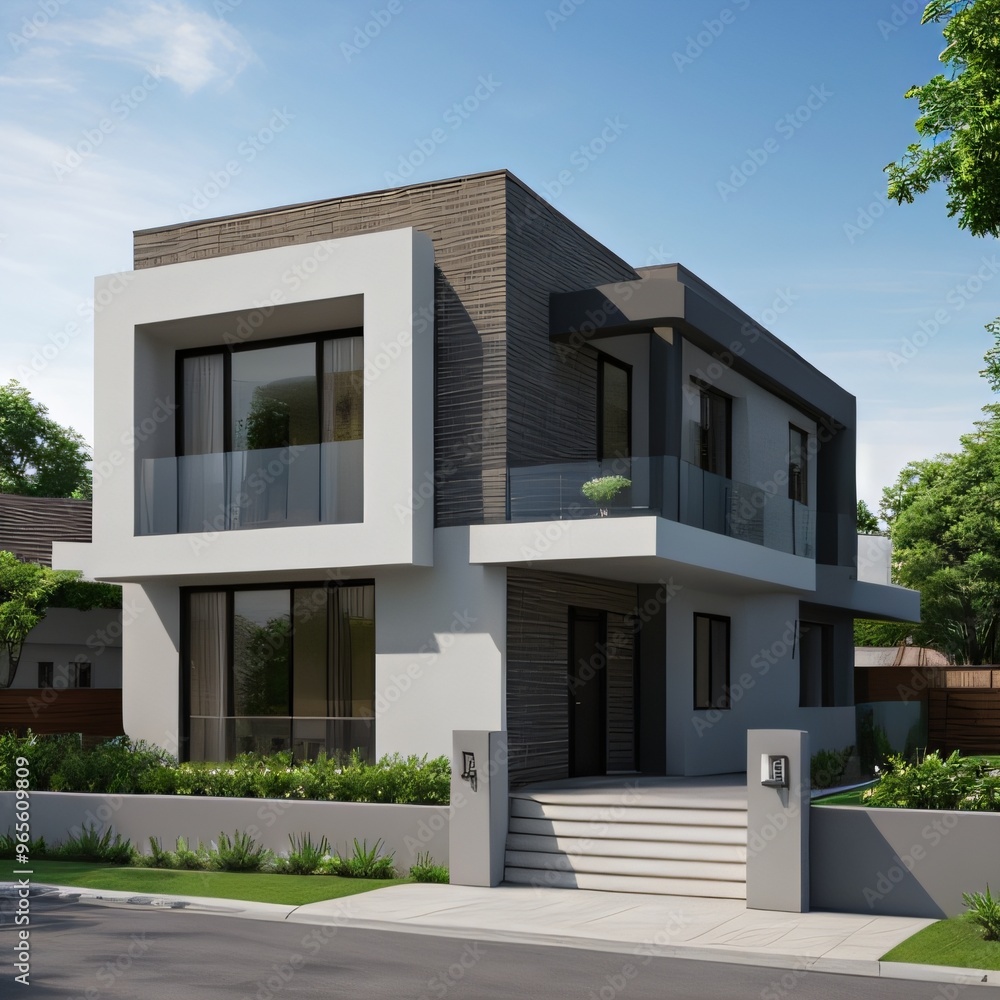 Modern luxury house with a well-manicured lawn.. Modern luxury house with a well-manicured lawn..