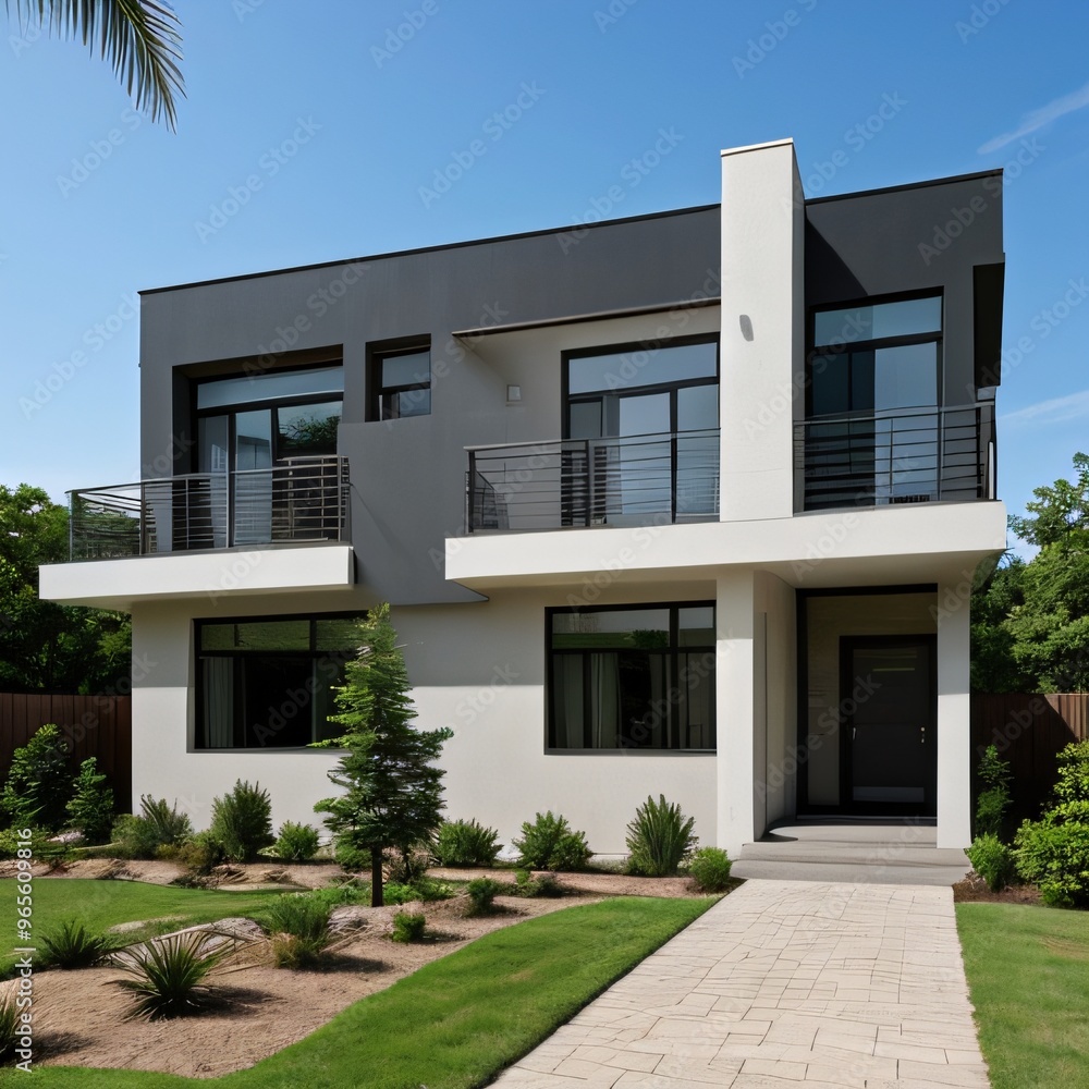 Modern luxury house with a well-manicured lawn.. Modern luxury house with a well-manicured lawn..