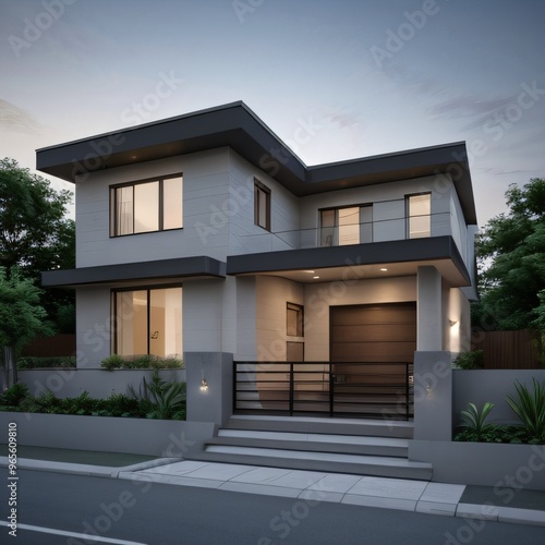 Wallpaper Mural Modern luxury house with a well-manicured lawn.. Torontodigital.ca