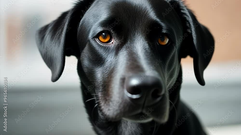 Close-up portrait of black Labrador retriever with soulful amber eyes. Intense and loyal expression of domestic dog showcasing intelligence and emotional connection in striking headshot Close-up portrait of black Labrador retriever with soulful amber eyes. Intense and loyal expression of domestic dog showcasing intelligence and emotional connection in striking headshot