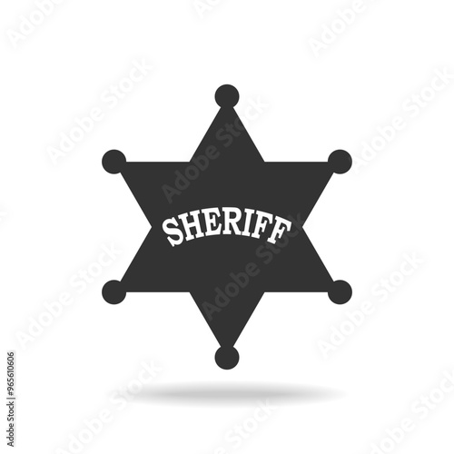 Sheriff badge graphic sign. Sheriff star sign isolated on white background. Vector illustration