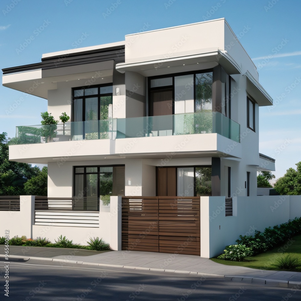 Modern luxury house with a well-manicured lawn.. Modern luxury house with a well-manicured lawn..