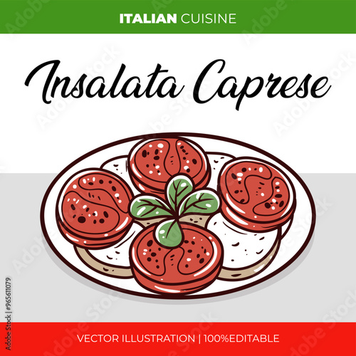 Insalata caprese italian cuisine vector illustration