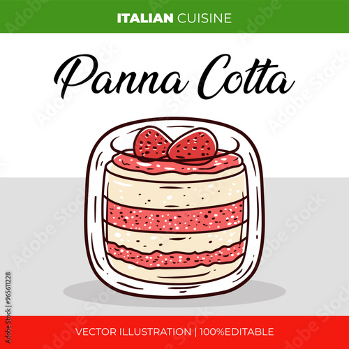 Panna cotta italian cuisine vector illustration