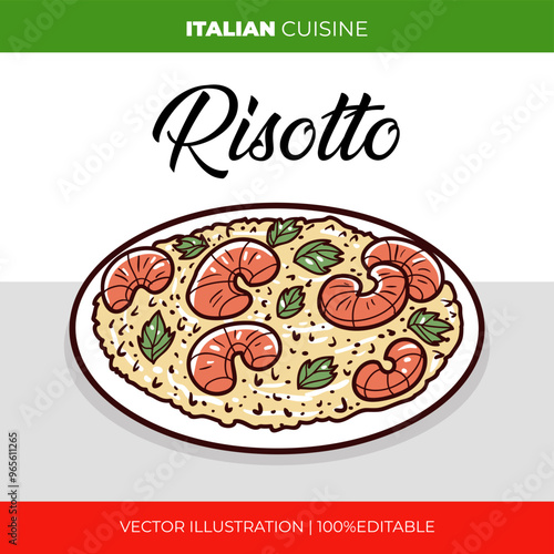 Risotto italian cuisine vector illustration