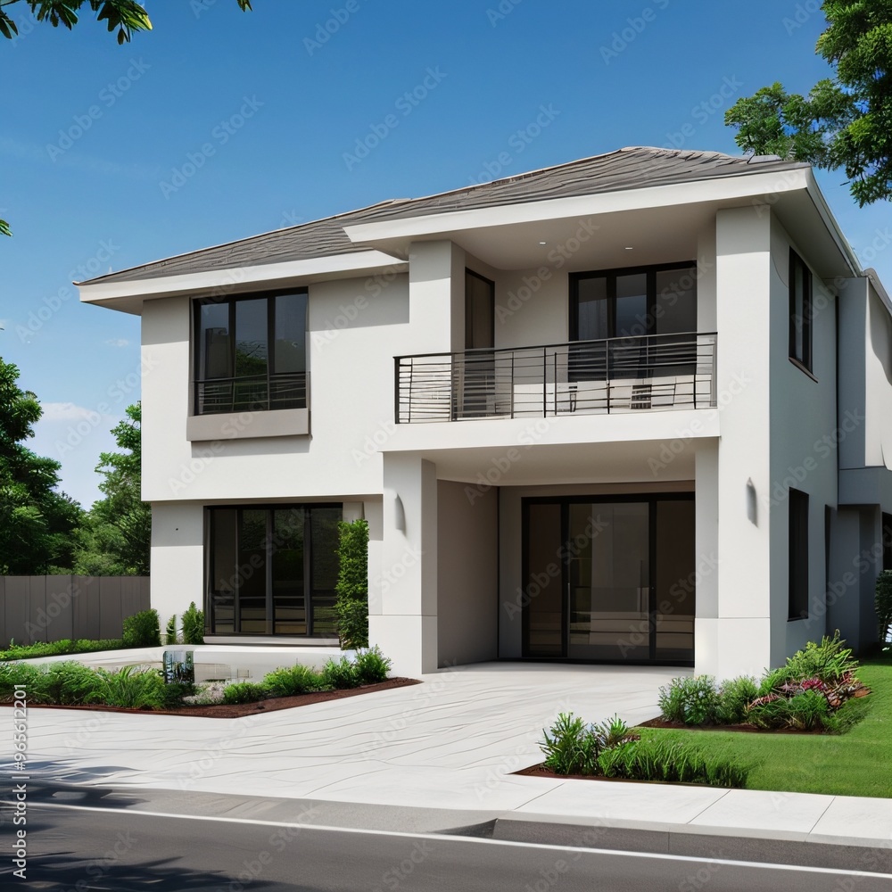 Modern luxury house with a well-manicured lawn.. Modern luxury house with a well-manicured lawn..