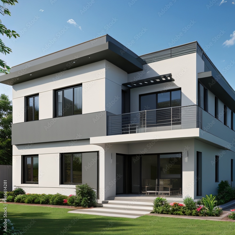 Modern luxury house with a well-manicured lawn.. Modern luxury house with a well-manicured lawn..
