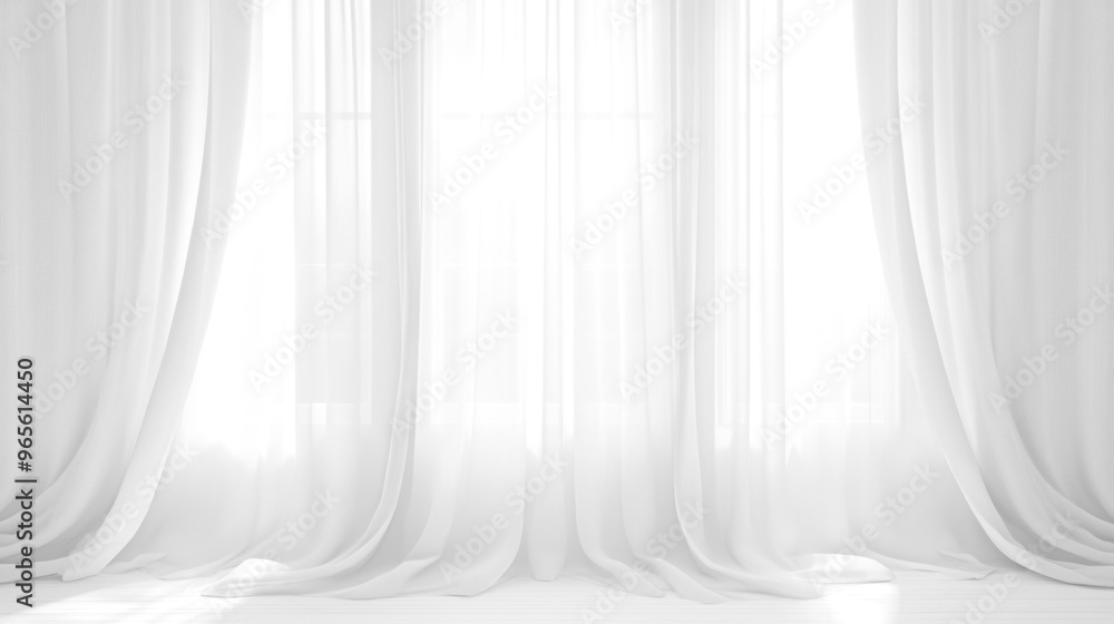 Soft white curtains background for graphic design or wallpaper.