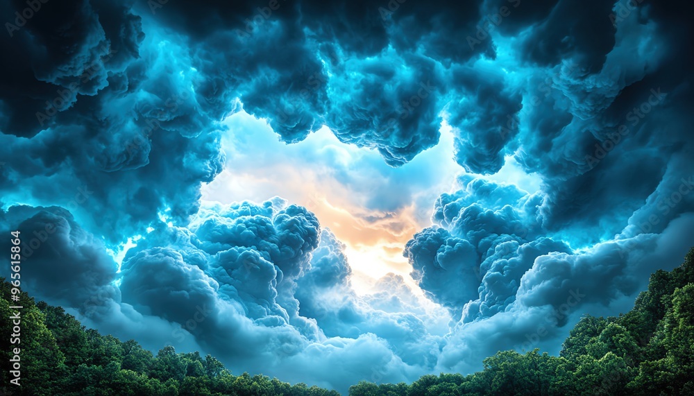 Fototapeta premium Cold front moving in with heavy clouds and wind, changing weather, turbulent atmosphere