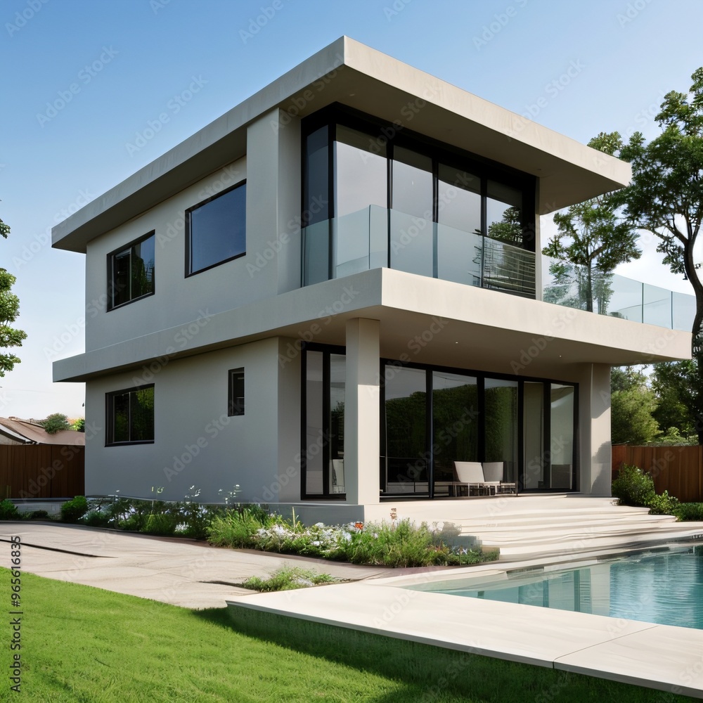 Modern luxury house with a well-manicured lawn.. Modern luxury house with a well-manicured lawn..