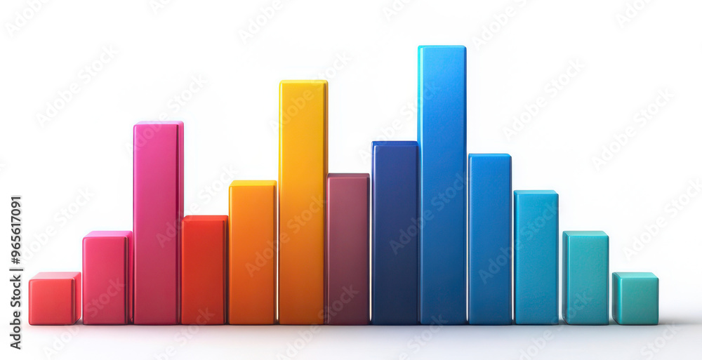 Colorful bar graph representing data trends and statistics in a vibrant, modern design for business presentations, isolate on white background Colorful bar graph representing data trends and statistics in a vibrant, modern design for business presentations, isolate on white background