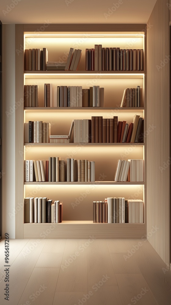 A minimalist bookshelf that provides a comfortable reading environment at home. A minimalist bookshelf that provides a comfortable reading environment at home.