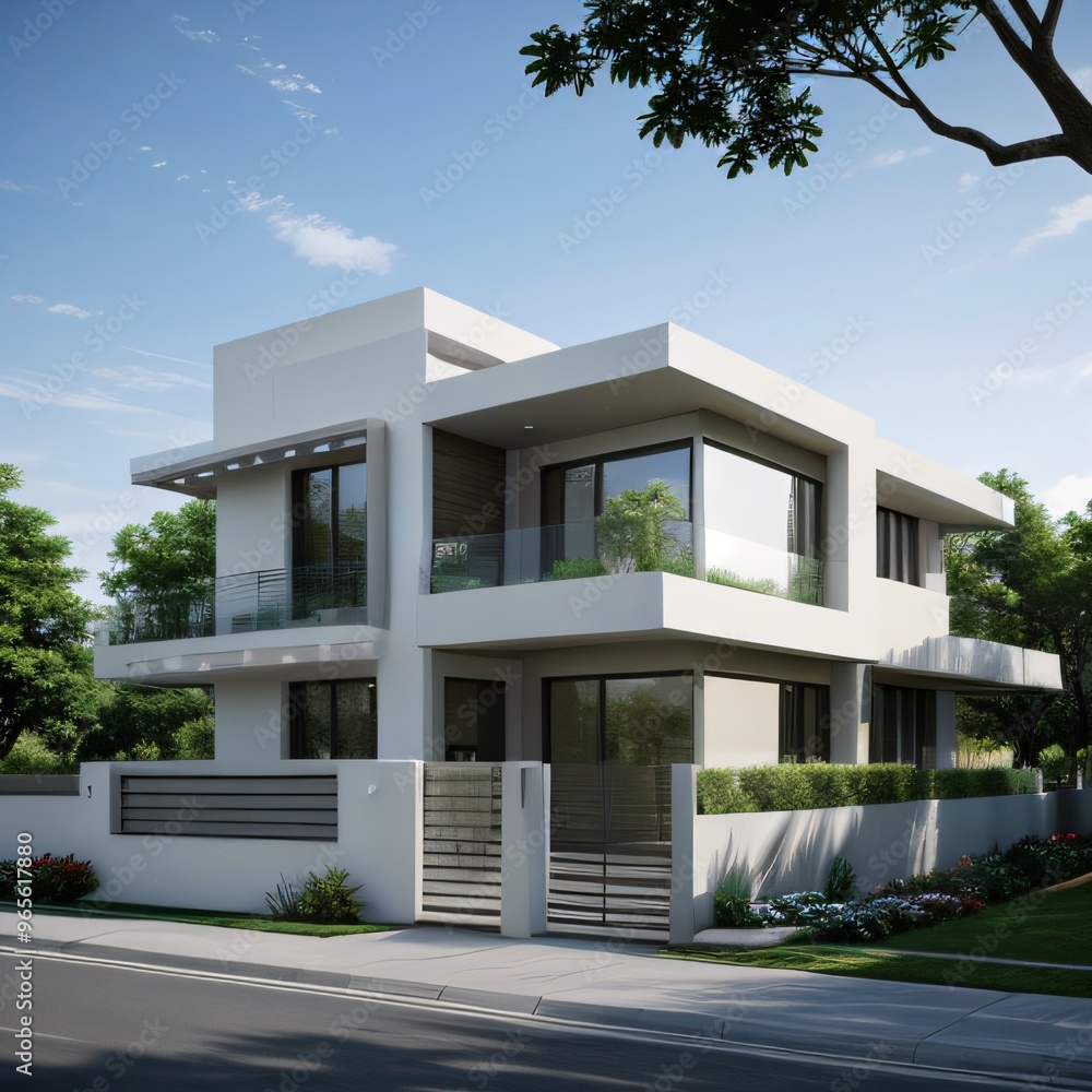 Modern luxury house with a well-manicured lawn.. Modern luxury house with a well-manicured lawn..