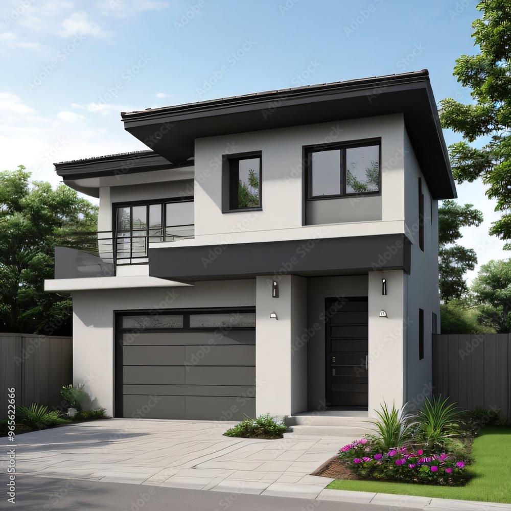Modern luxury house with a well-manicured lawn.. Modern luxury house with a well-manicured lawn..