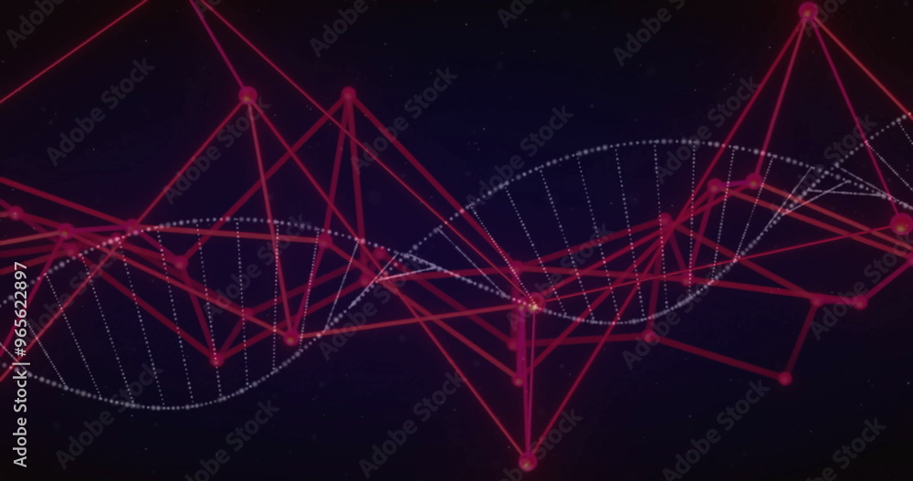 Red and white network connections forming abstract shapes over dark background Red and white network connections forming abstract shapes over dark background