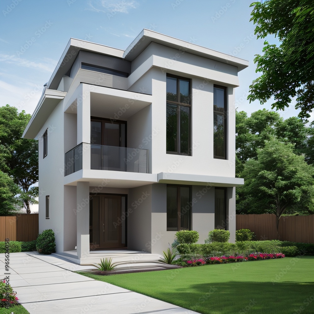 Modern luxury house with a well-manicured lawn.. Modern luxury house with a well-manicured lawn..