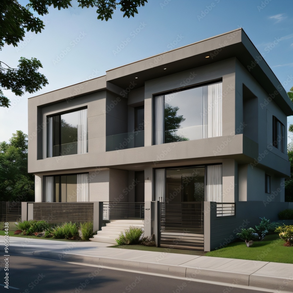 Modern luxury house with a well-manicured lawn.. Modern luxury house with a well-manicured lawn..
